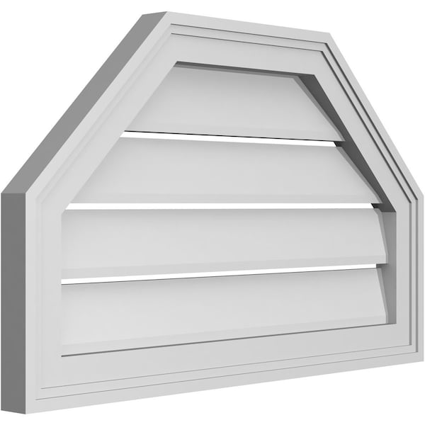 Octagonal Top Surface Mount PVC Gable Vent W/ 2W X 1-1/2P Brickmould Frame, 26W X 16H